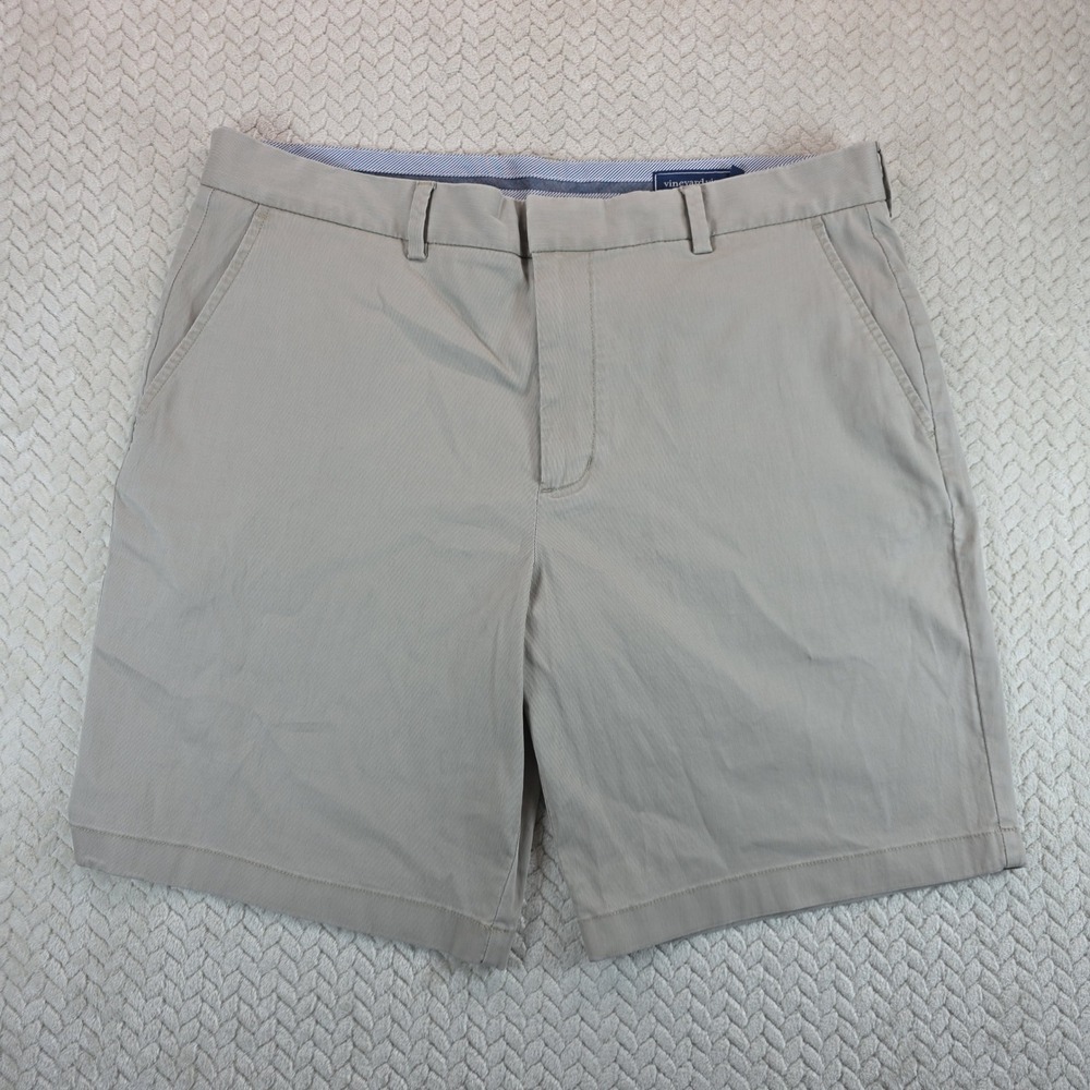 Vineyard Vines Mens 36 Breaker Shorts Khaki Tan Cotton Stretch Chino 9 Inseam